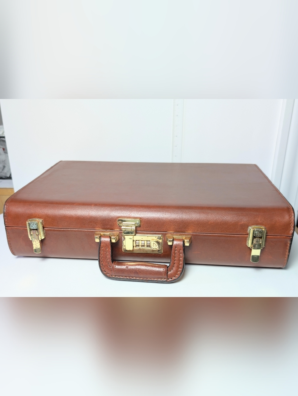 Vintage Original Atlas Philadelphia Leather Briefcase 18" Combination Lock